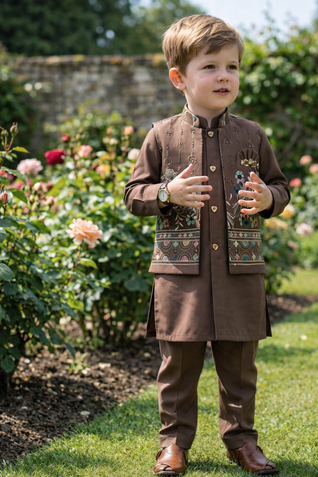 premium brown festive kurta set.