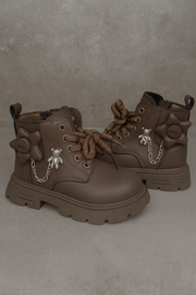 Stylish Teddy Charm Kids Combat Boots.