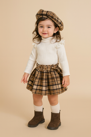 🧒 Stylish Autumn Plaid Outfit for Girls (3-Piece Set)