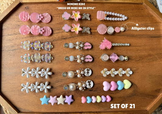 🌸 luxury Handmade Cute Hair Clips Set of 21 🌸