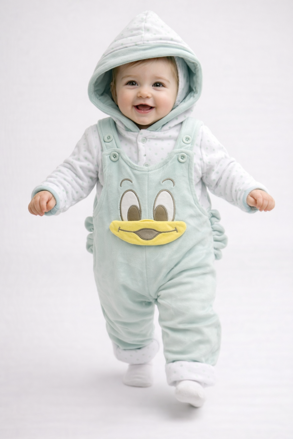 Ultra-soft winter romper with cute duck design – warm, cozy & adorable {2pcs set}