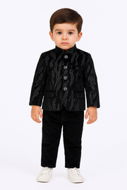Dashing in black, (3-pcs)this velvet outfit is perfect for your little prince!