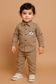 "Style meets cuteness in this bear-patch co-ord – comfy, trendy, and made for little adventures!"
