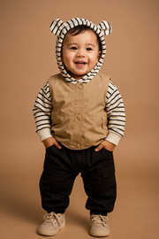 🧸 Stylish Bear Hoodie & Cargo Pants Set for Boys