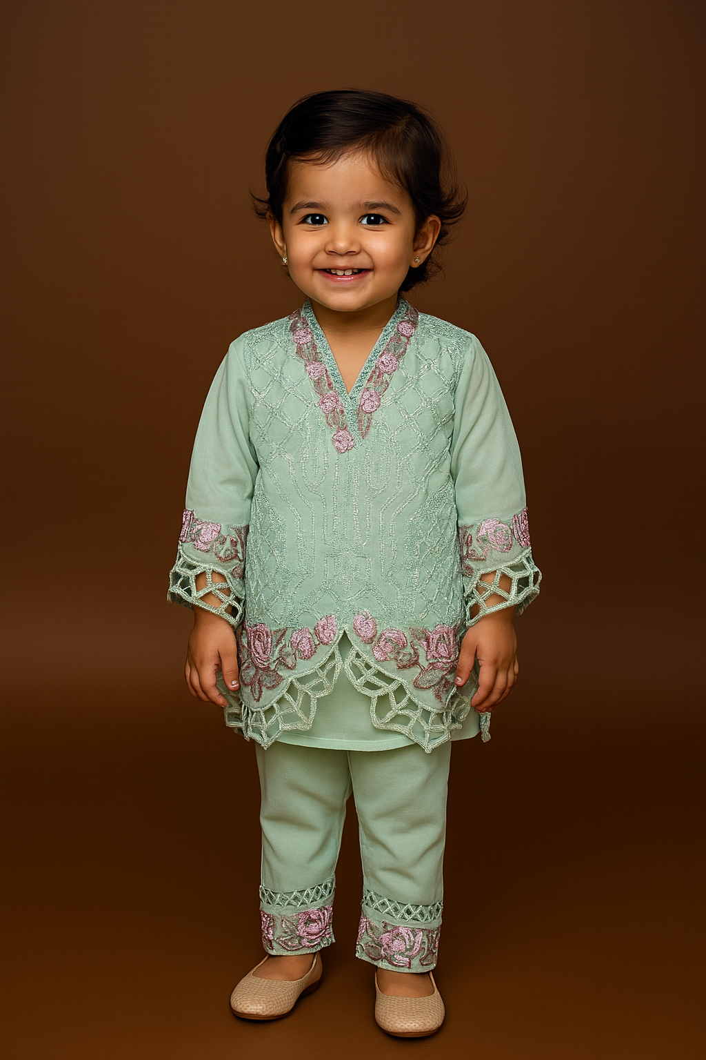 Mint Green Embroidered Party Wear Suit