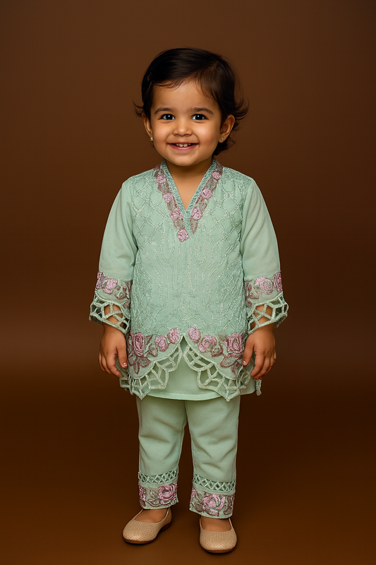Mint Green Embroidered Party Wear Suit