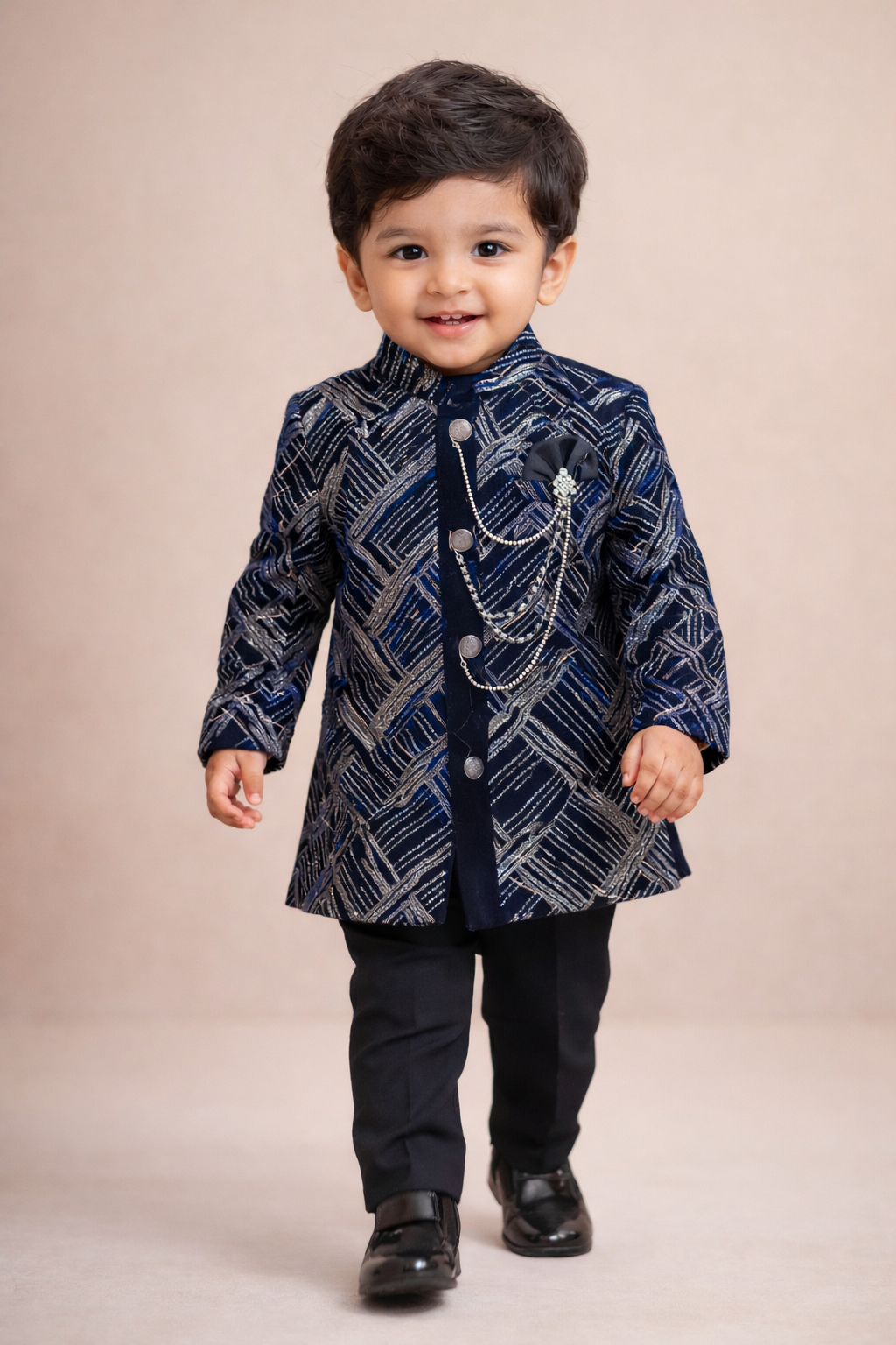 Royal Boys Embroidered Velvet Sherwani Set | Wedding & Party Wear