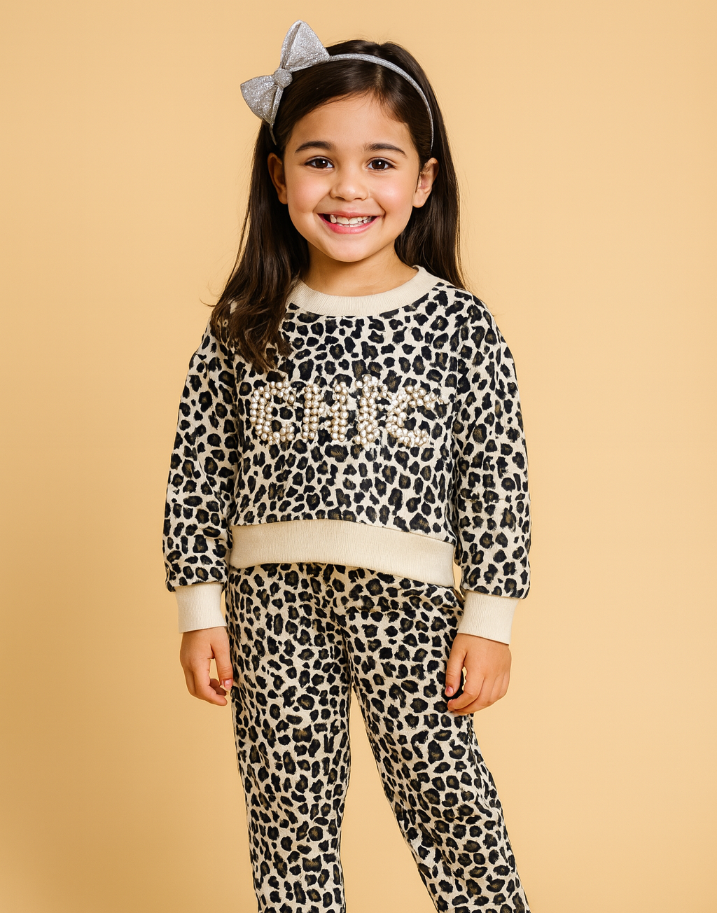 ✨ Stylish  Leopard Print 3-Piece Set for Girls ✨