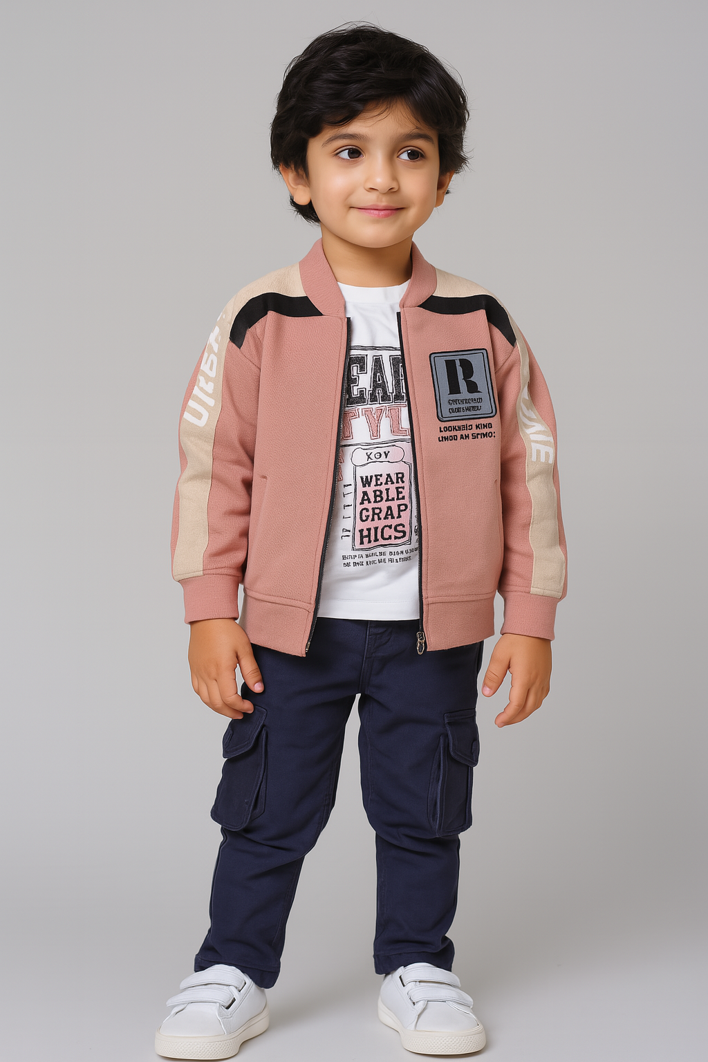Trendy 3-piece winter outfit for boys — perfect for casual outings and everyday comfort.