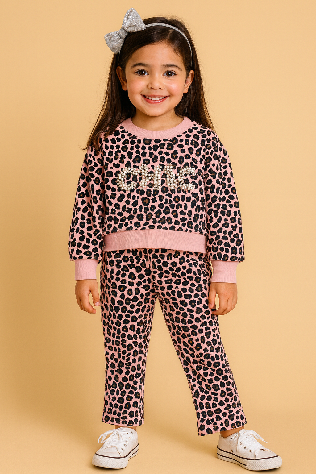 ✨ Stylish  Leopard Print 3-Piece Set for Girls ✨