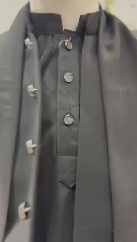 Load video: Royal Black Festive Kurta Set for Boys