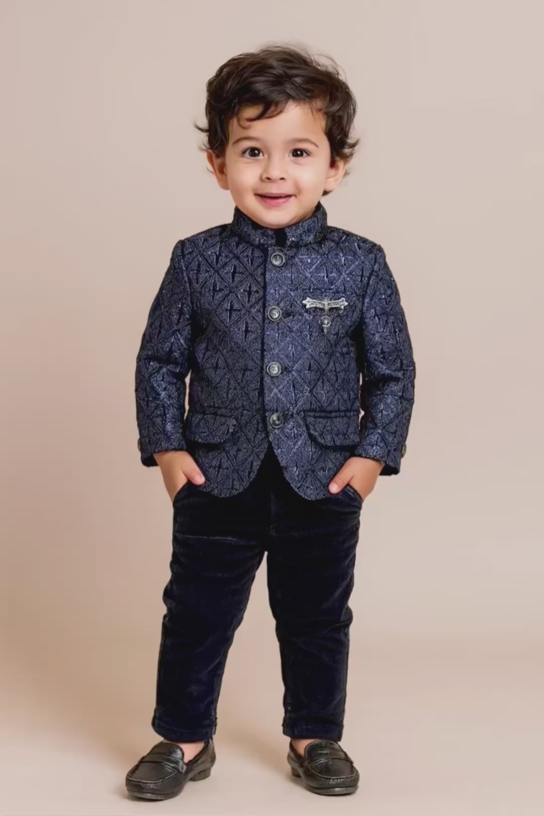 Load video: Royal Blue Partywear Set for Boys .(3pcs)