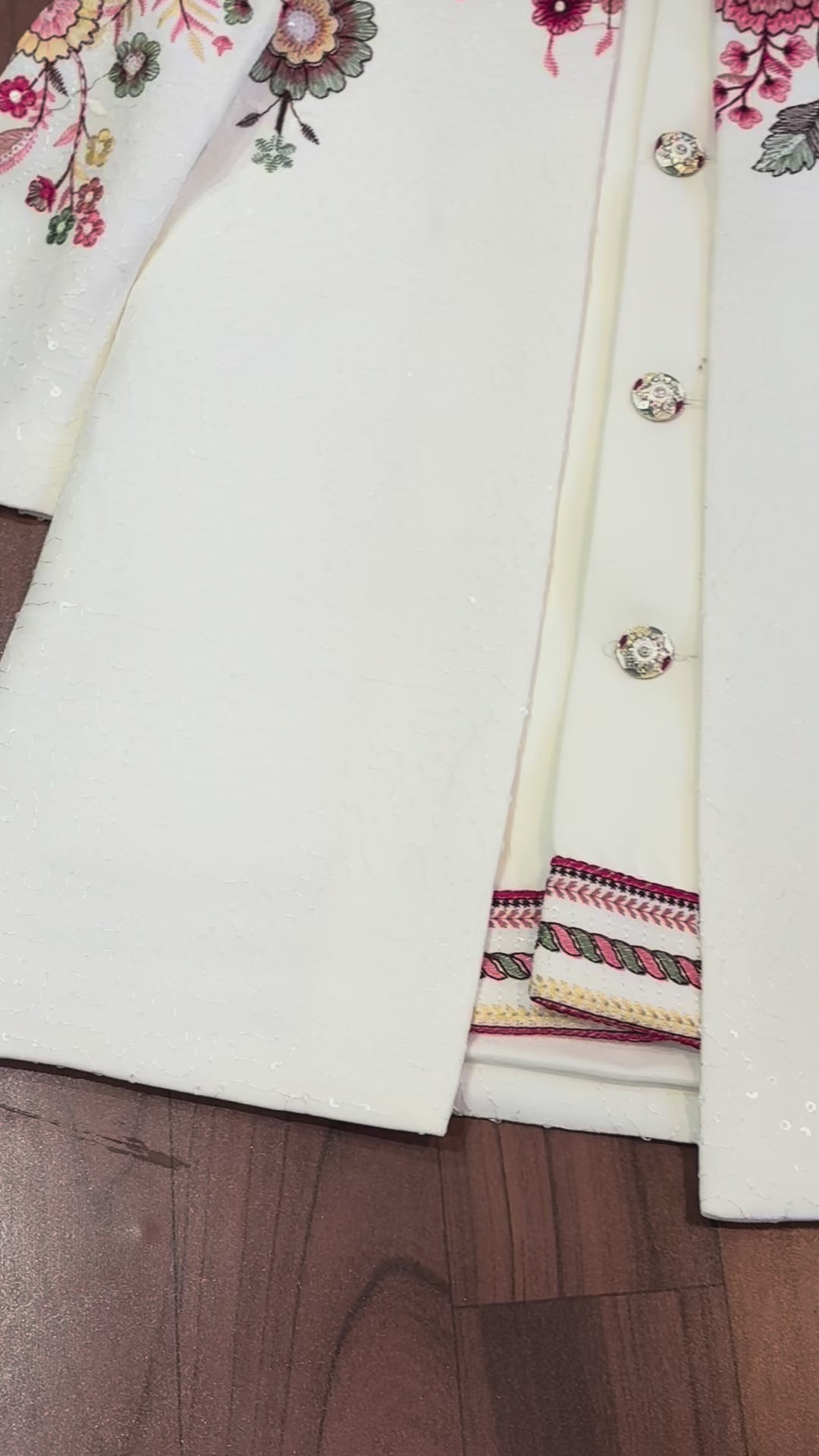 Load video: Boys Off-White Designer Embroidered Sherwani Set