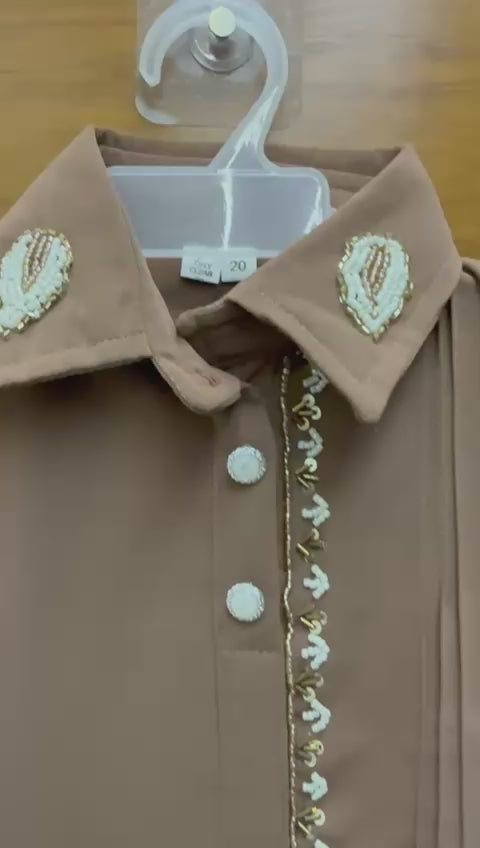 Load video: Elegant Coffee Brown Embellished Co-Ord Set, &quot;Stylish, festive, and oh-so-comfy!&quot;