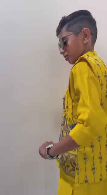 Load video: Mustard Yellow Designer Kurta Set
