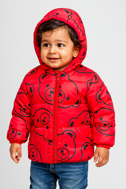 Bright, cozy, and teddy-cute—perfect winter warmth for your little one!