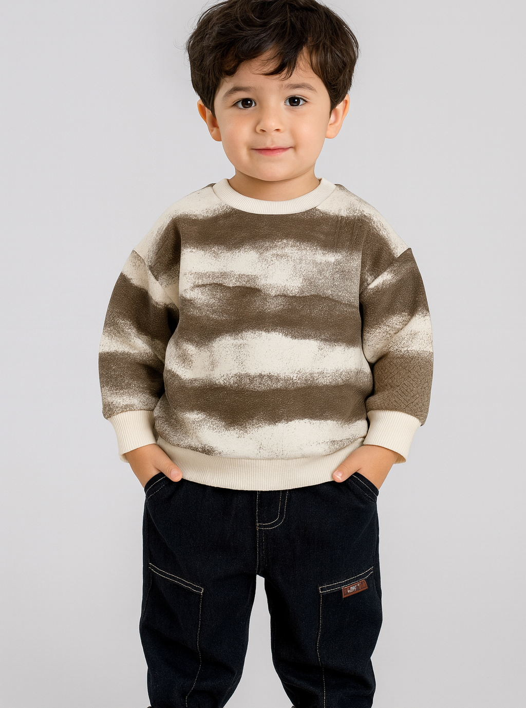 🧒 Stylish Kids’ Casual Set – Tie-Dye Sweatshirt &amp; Denim Joggers